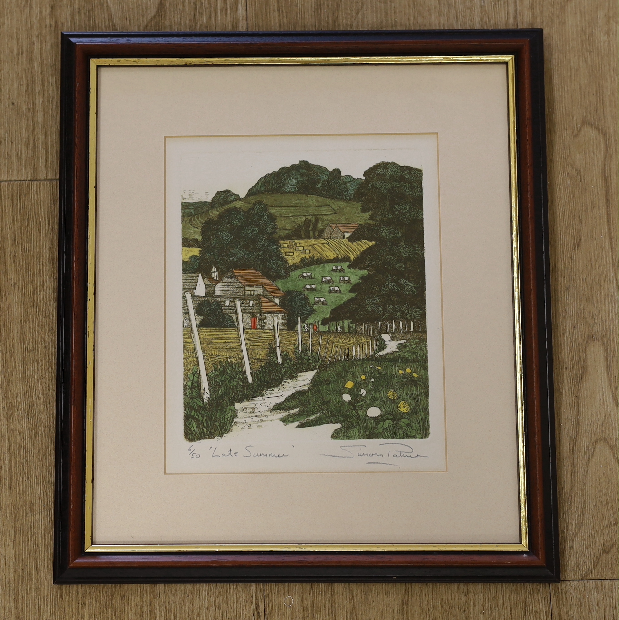 Simon Palmer (b.1956) colour etching, 'Late Summer', limited edition 6/50, signed in pencil, 21 x 17cm